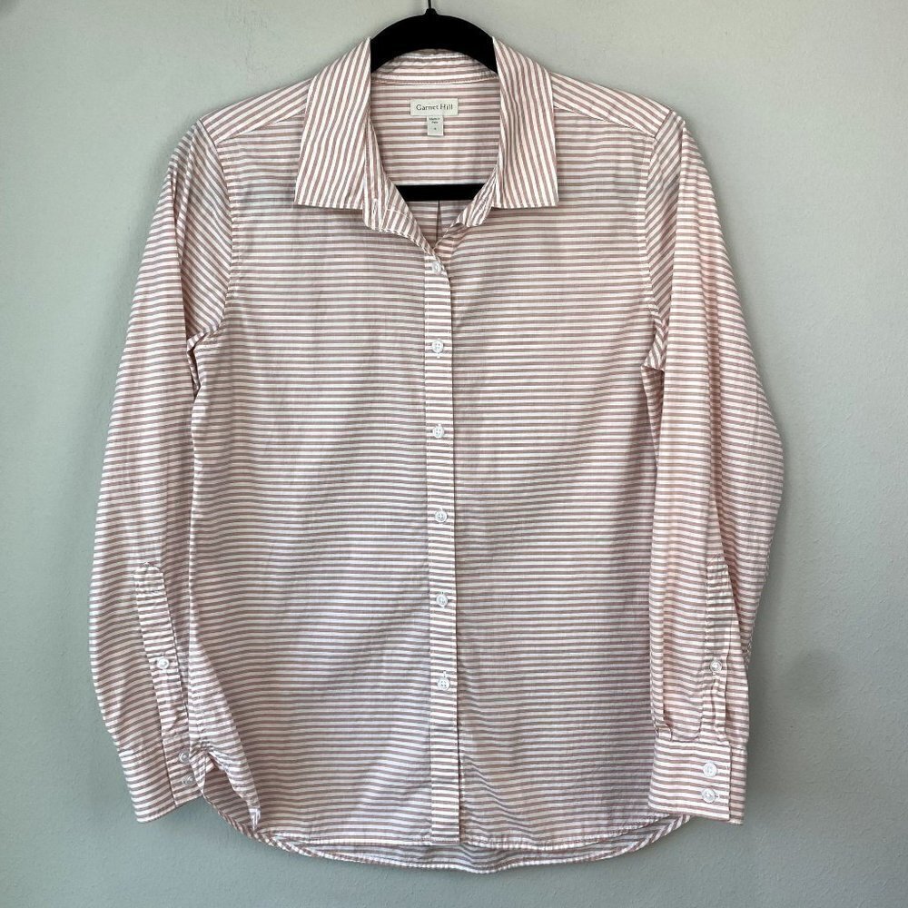 Garnet Hill Essential Organic Cotton Shirt Striped Button Up 4
